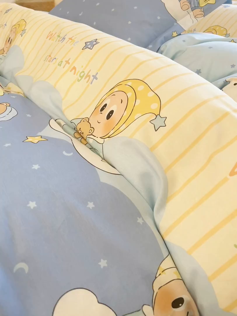 91家纺网 家纺一手货源 找家纺 名优家纺 2026新款13070全棉印花四件套 星语星愿