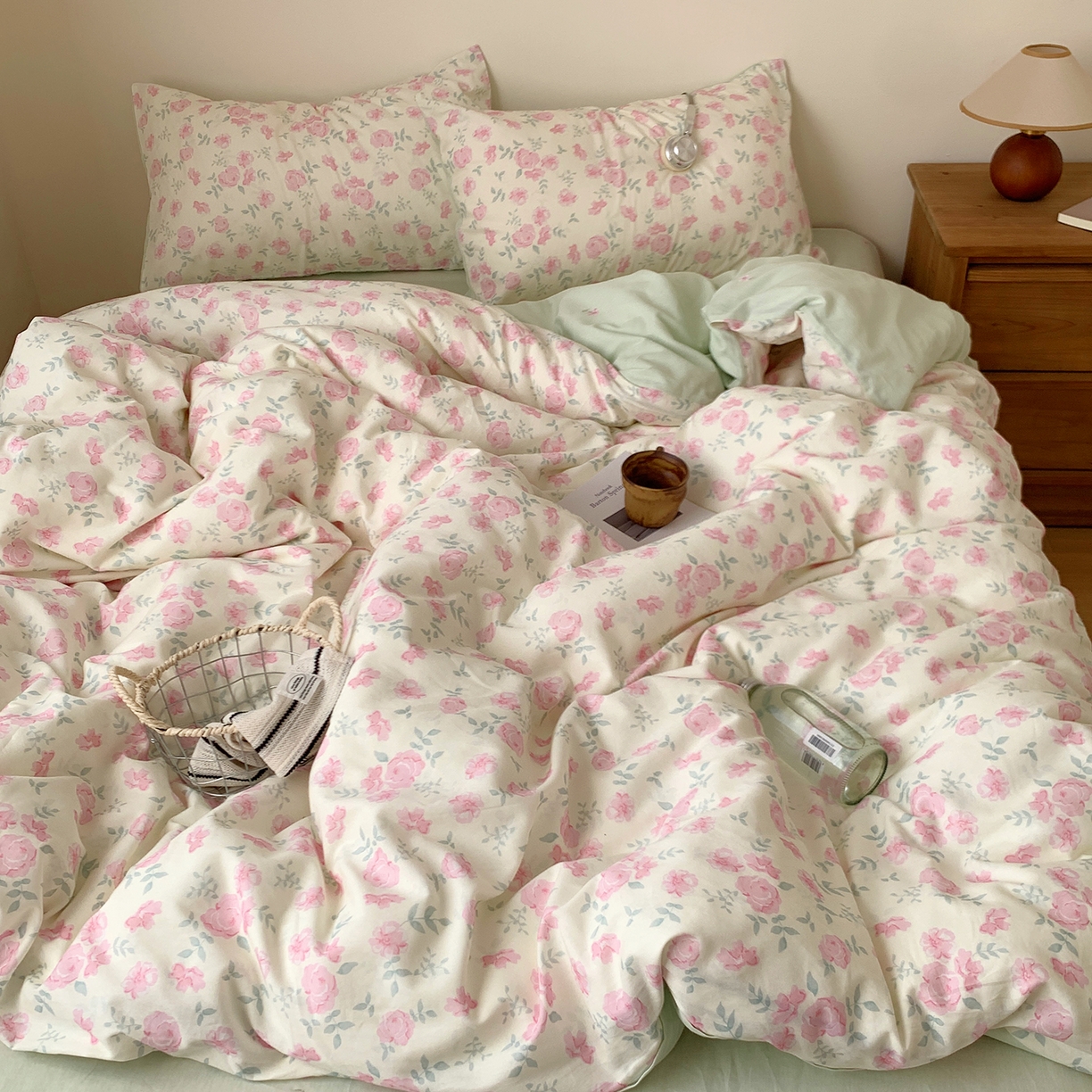 桃喜 2026春夏新品全棉碎花三件套四件套-场景一 早春花园（全棉）