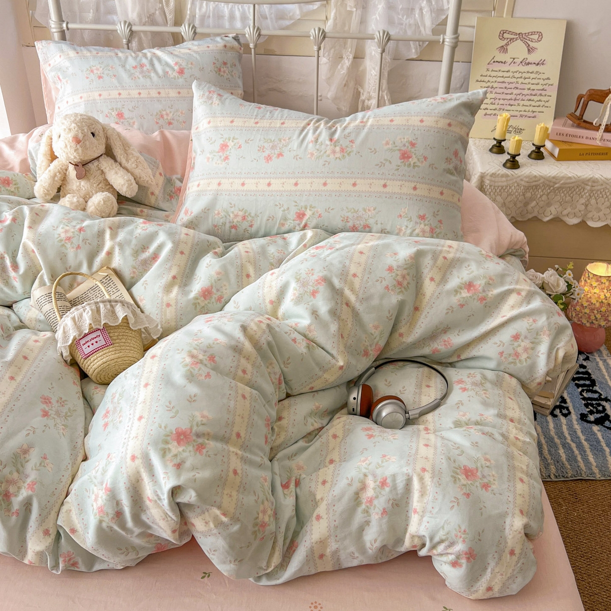 91家纺网 家纺一手货源 找家纺 （总）桃喜 2026春夏新品全棉碎花三件套四件套-场景二