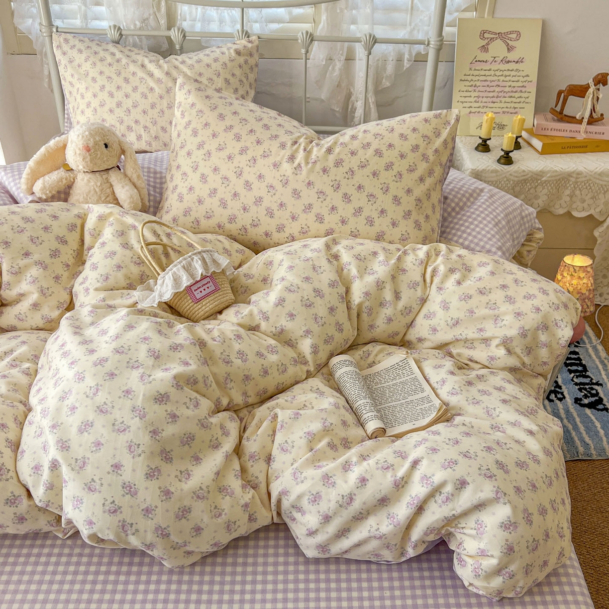 91家纺网 家纺一手货源 找家纺 （总）桃喜 2026春夏新品全棉碎花三件套四件套-场景二