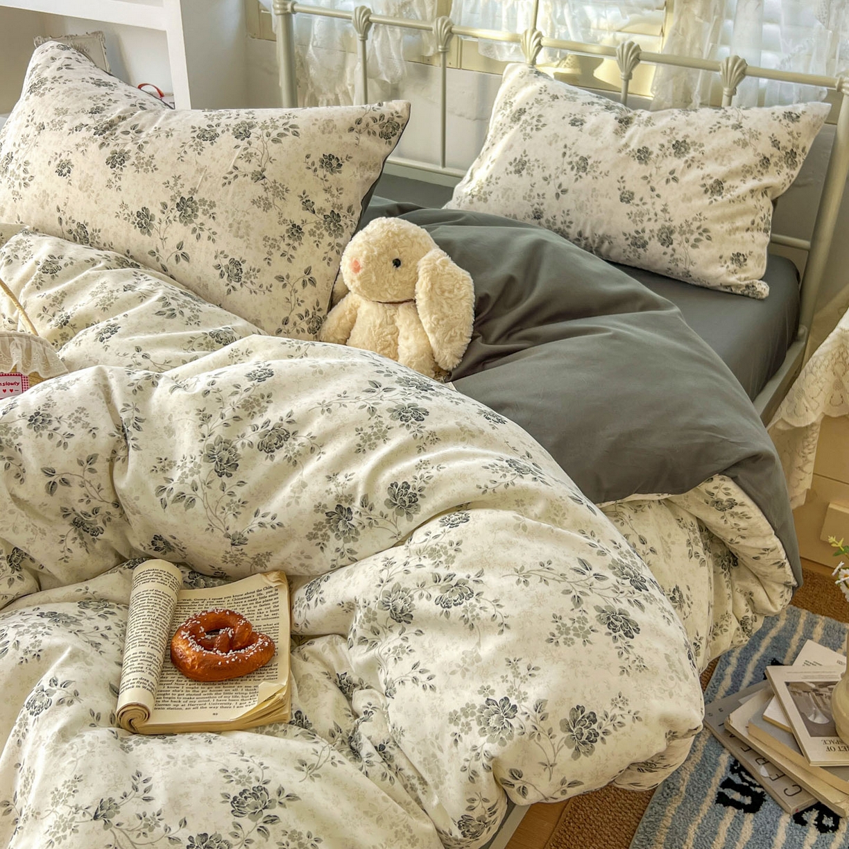 91家纺网 家纺一手货源 找家纺 桃喜 2026春夏新品全棉碎花三件套四件套-场景二 赫本（全棉）