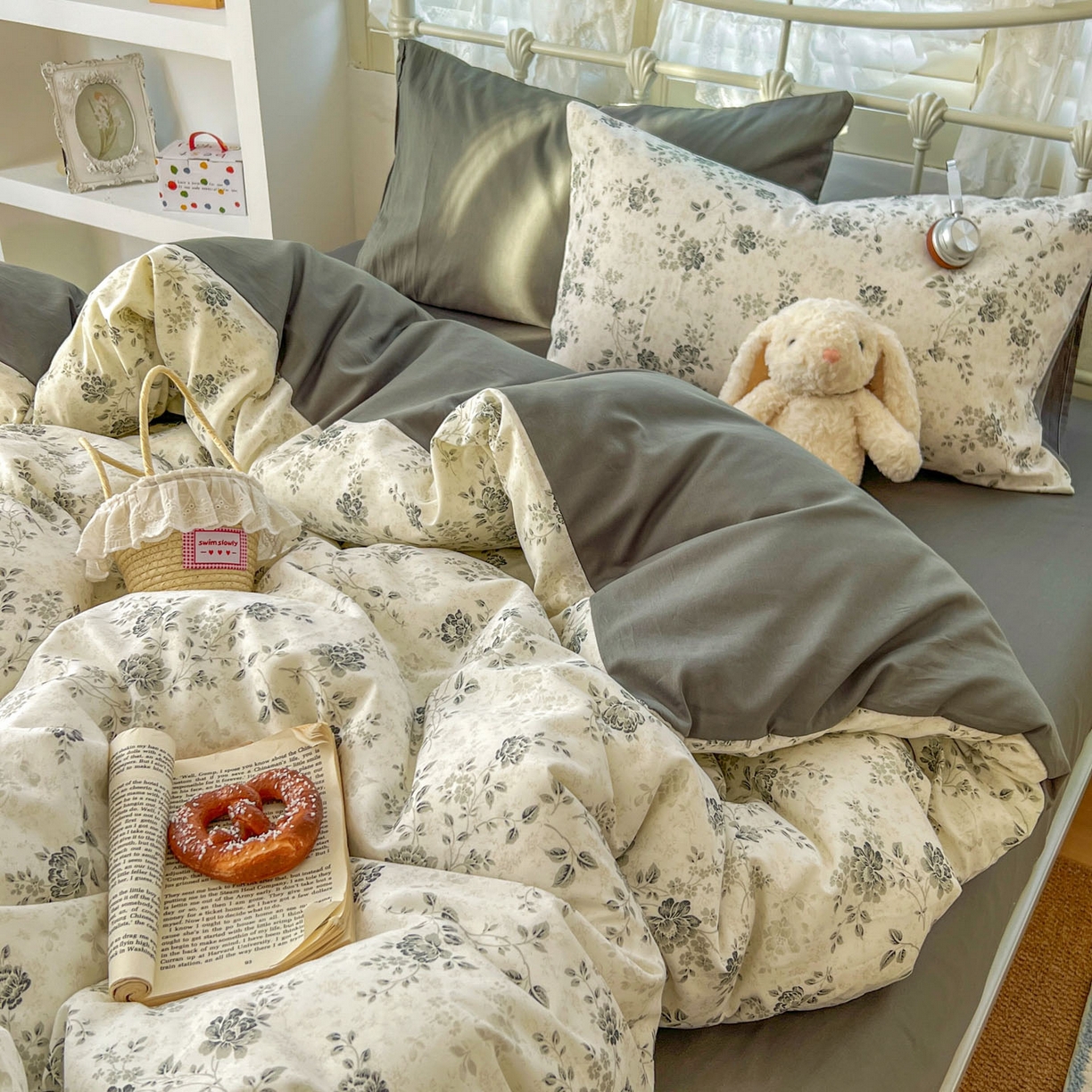 91家纺网 家纺一手货源 找家纺 桃喜 2026春夏新品全棉碎花三件套四件套-场景二 赫本（全棉）