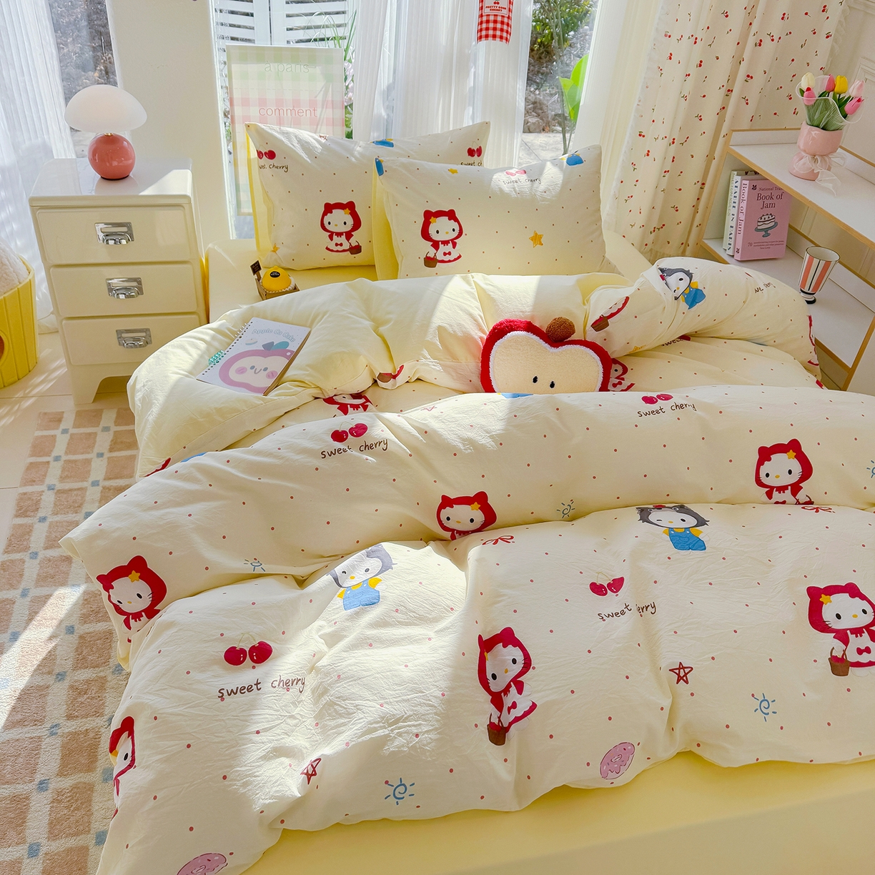 91家纺网 家纺一手货源 找家纺 颜选 2026新款仿棉105克加厚水洗棉被套-含买家秀 甜心小红帽