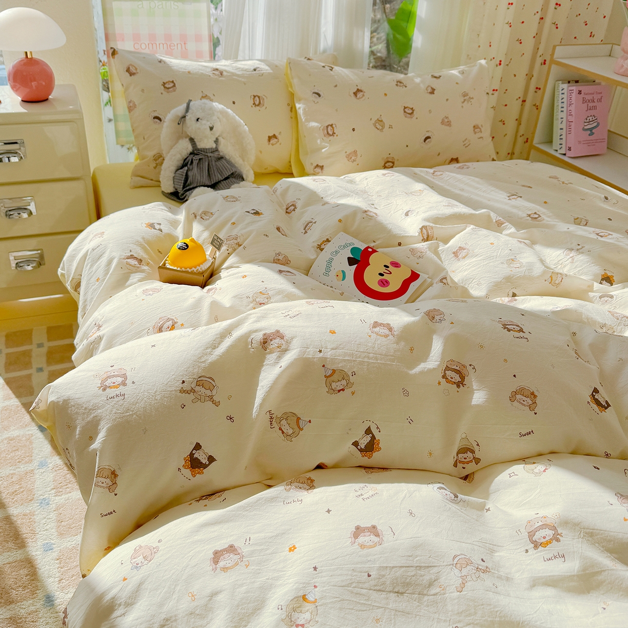 91家纺网 家纺一手货源 找家纺 颜选 2026新款仿棉105克加厚水洗棉被套-含买家秀 小町