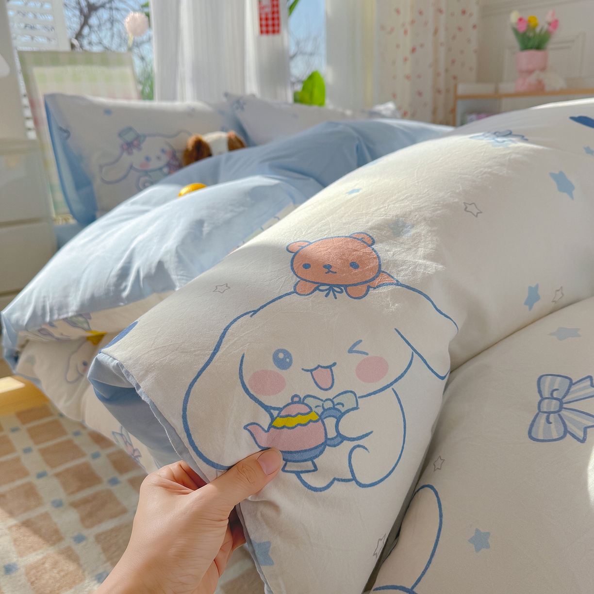 颜选 2026新款仿棉105克加厚水洗棉被套-含买家秀 长耳朵星星