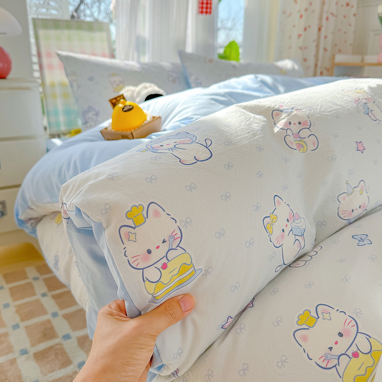 颜选 2026新款仿棉105克加厚水洗棉被套-含买家秀 星云奶芙猫