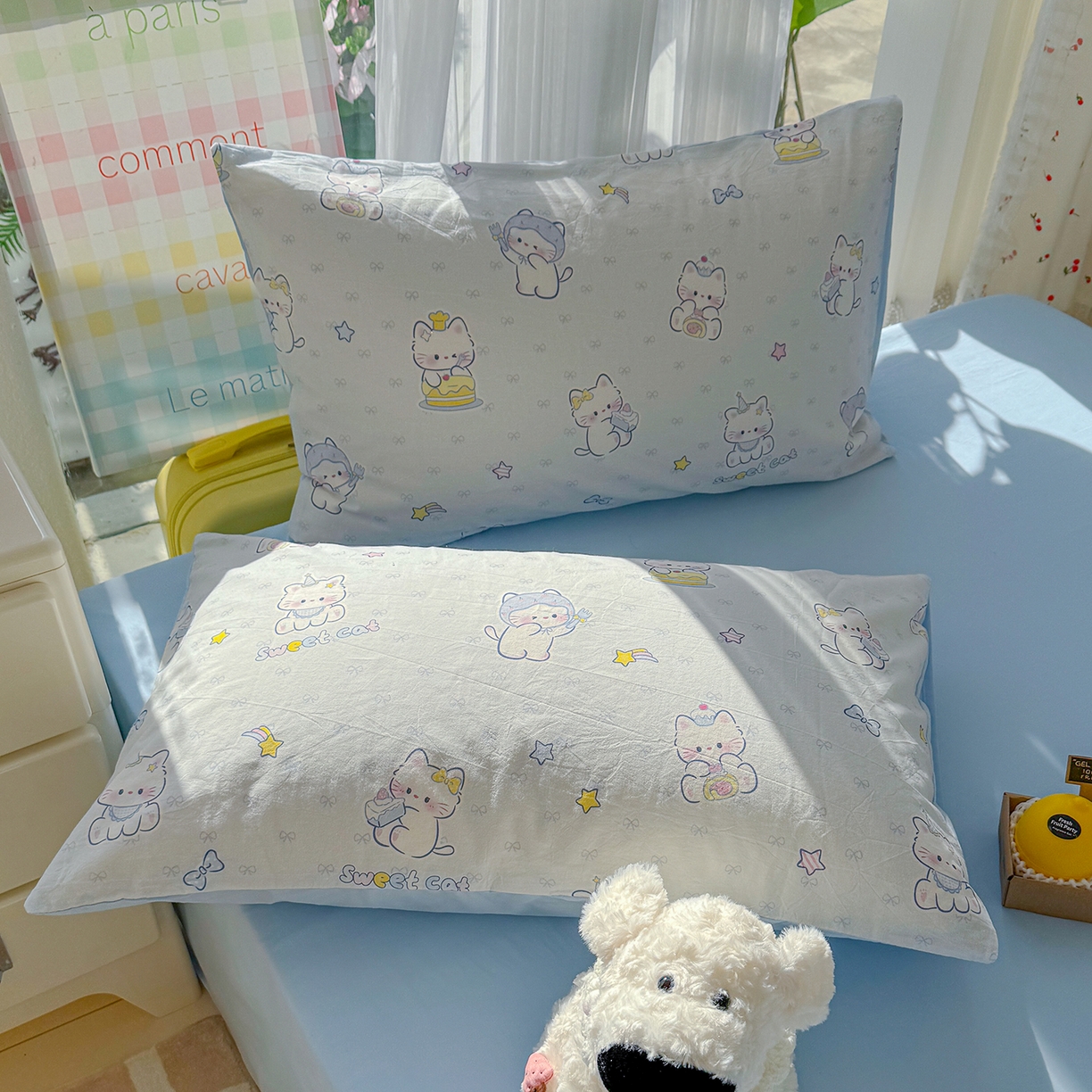 91家纺网 家纺一手货源 找家纺 颜选 2026新款仿棉105克加厚水洗棉被套-含买家秀 星云奶芙猫