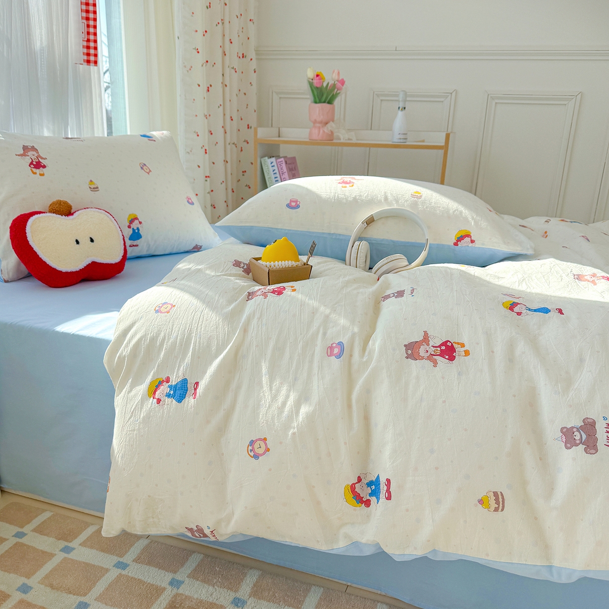 91家纺网 家纺一手货源 找家纺 颜选 2026新款仿棉105克加厚水洗棉被套-含买家秀 小女孩