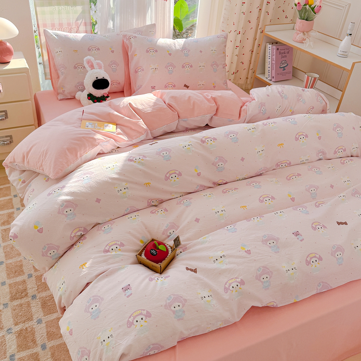 91家纺网 家纺一手货源 找家纺 颜选 2026新款仿棉105克加厚水洗棉被套-含买家秀 少女萌宠