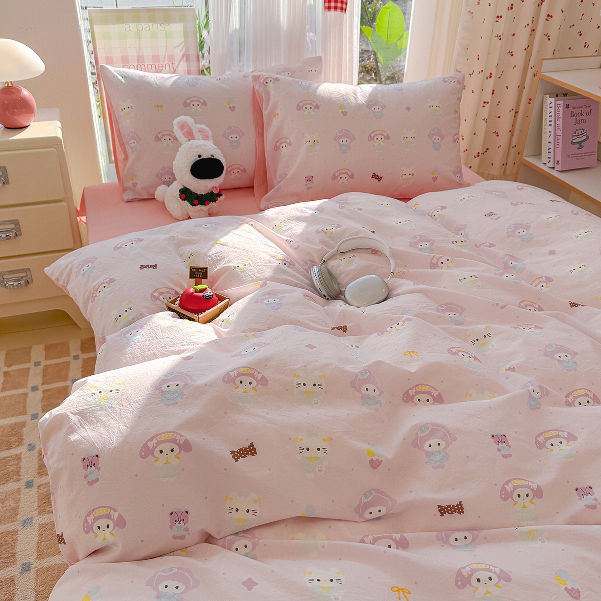 91家纺网 家纺一手货源 找家纺 颜选 2026新款仿棉105克加厚水洗棉被套-含买家秀 少女萌宠