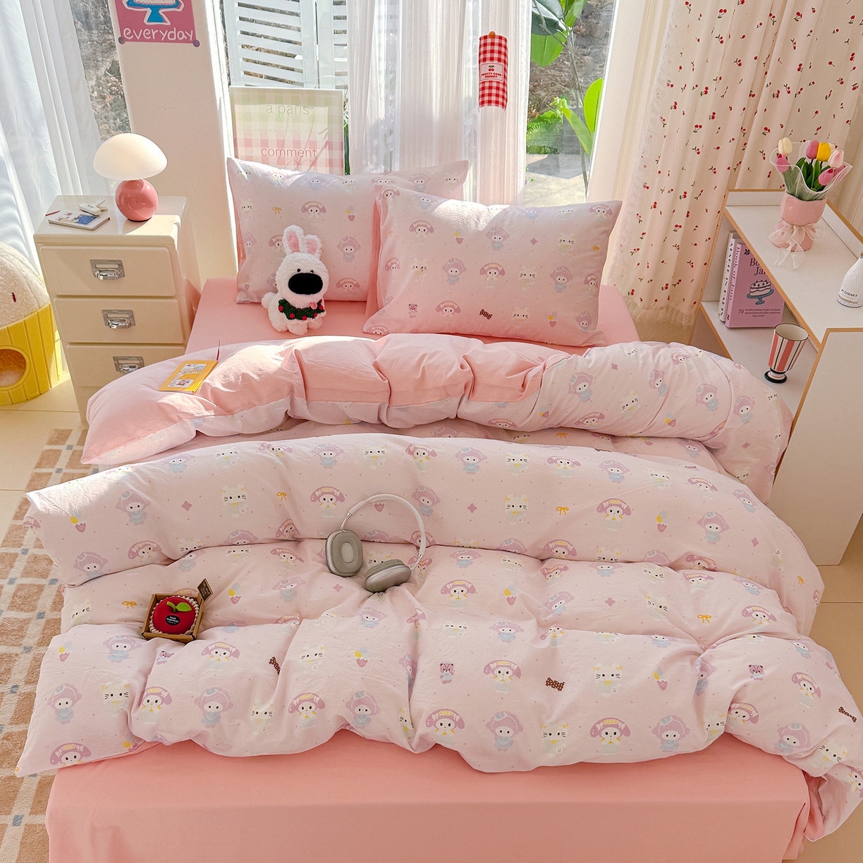 91家纺网 家纺一手货源 找家纺 颜选 2026新款仿棉105克加厚水洗棉被套-含买家秀 少女萌宠