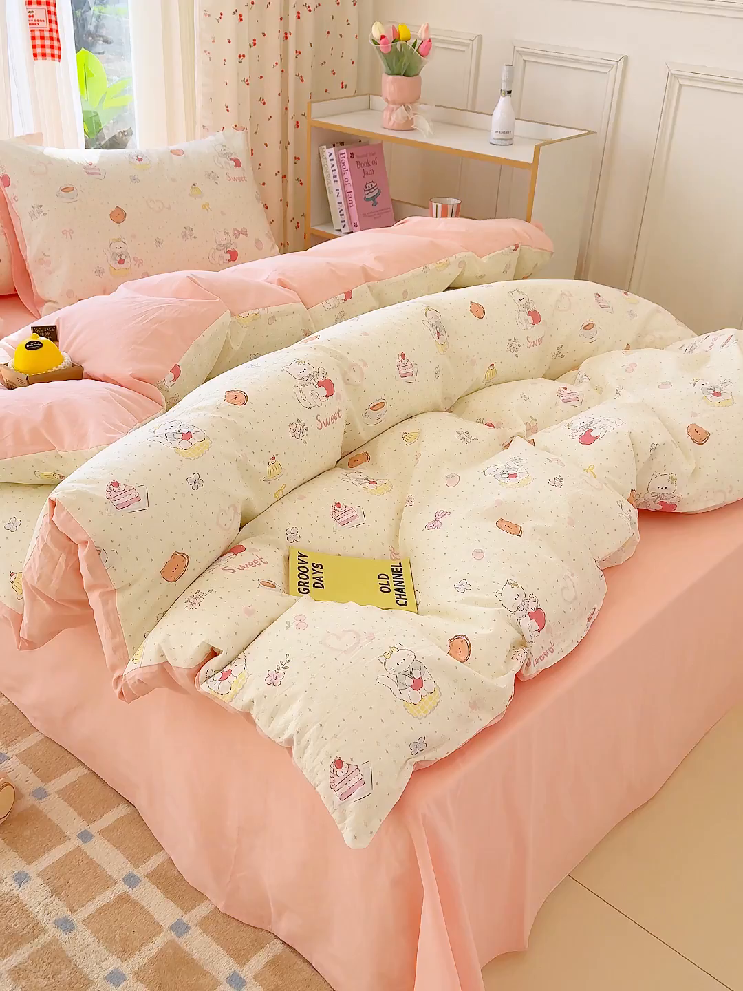 91家纺网 家纺一手货源 找家纺 颜选 2026新款仿棉105克加厚水洗棉被套-含买家秀 甜心猫