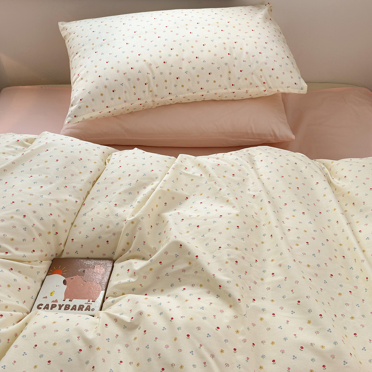 91家纺网 家纺一手货源 找家纺 麦伦家居 2026春夏新品13372全棉卡通小清新四件套 春日花语