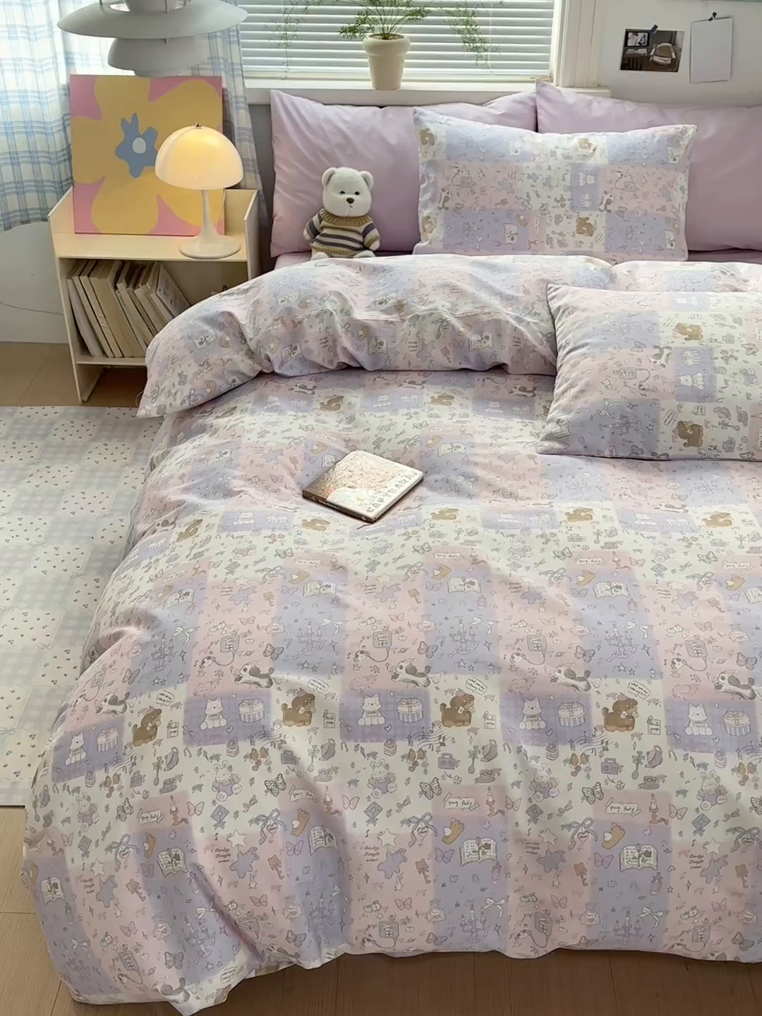 91家纺网 家纺一手货源 找家纺 麦伦家居 2026春夏新品13372全棉卡通小清新四件套 笔记本