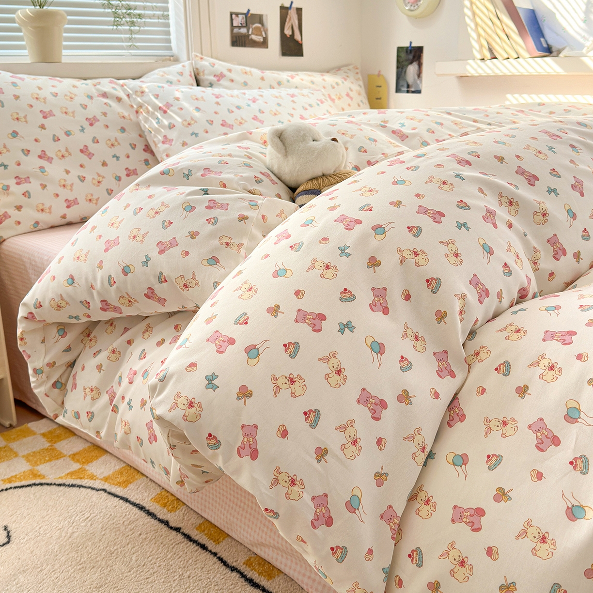 91家纺网 家纺一手货源 找家纺 麦伦家居 2026春夏新品13372全棉卡通小清新四件套 宾果时光