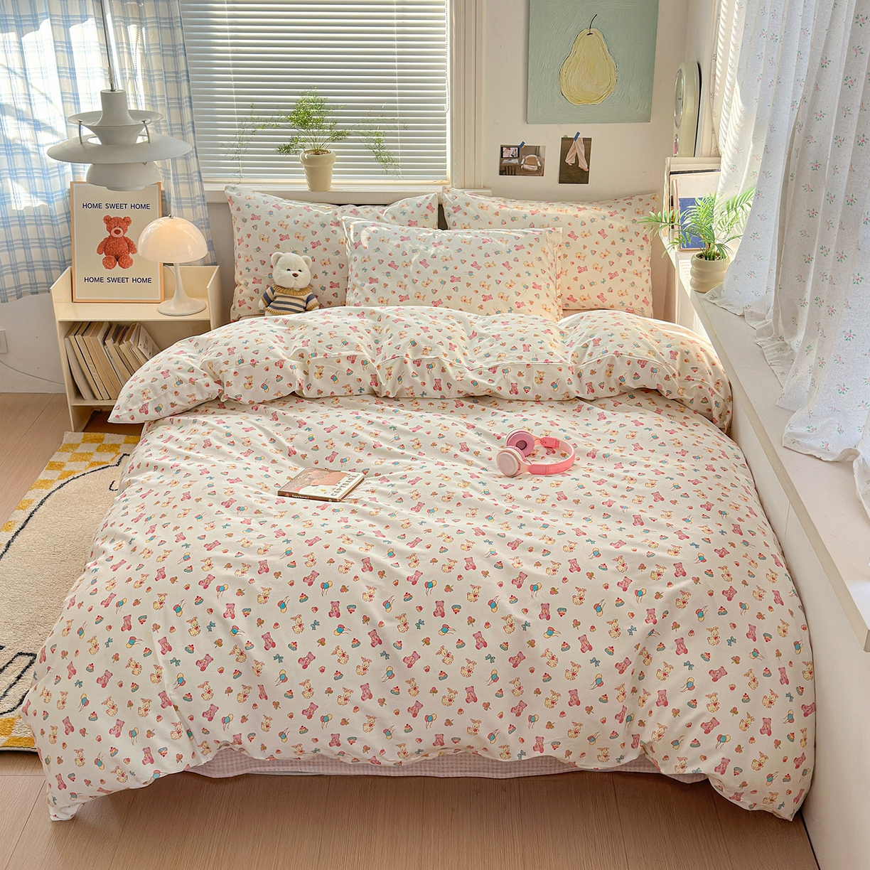 91家纺网 家纺一手货源 找家纺 麦伦家居 2026春夏新品13372全棉卡通小清新四件套 宾果时光