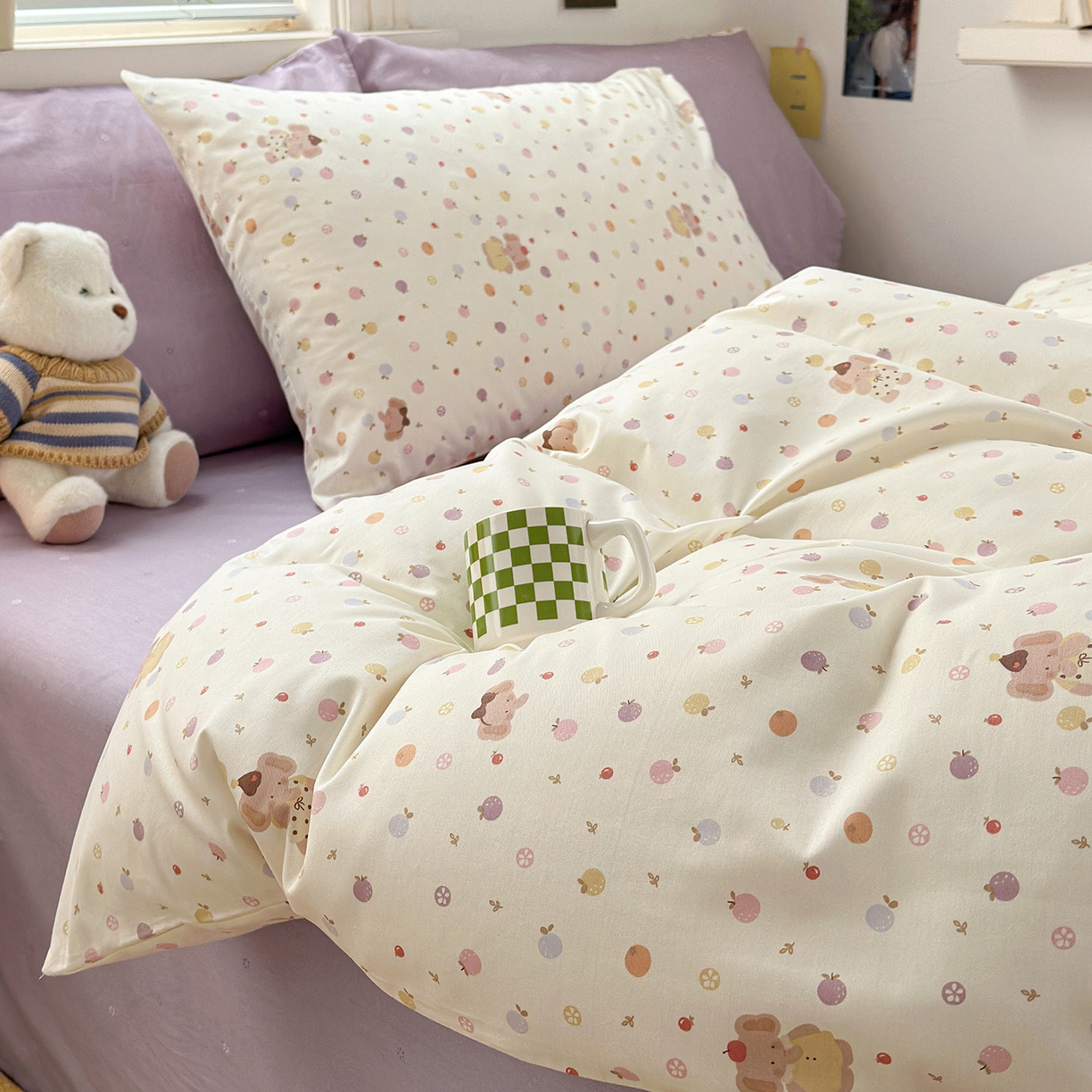 麦伦家居 2026春夏新品13372全棉卡通小清新四件套 果子象