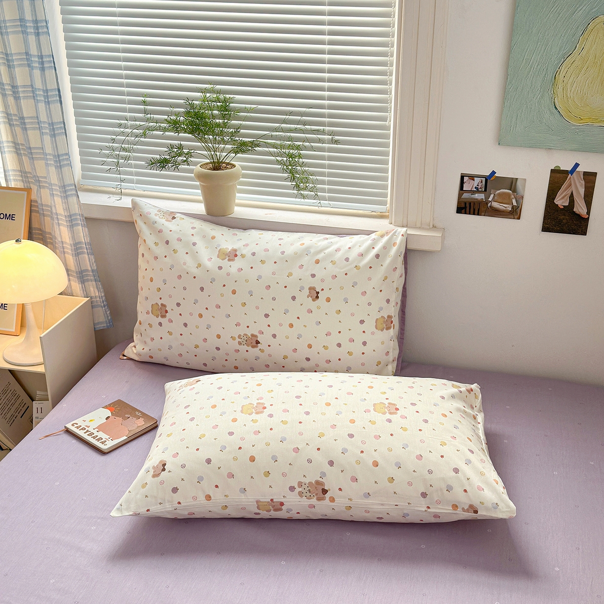 91家纺网 家纺一手货源 找家纺 麦伦家居 2026春夏新品13372全棉卡通小清新四件套 果子象