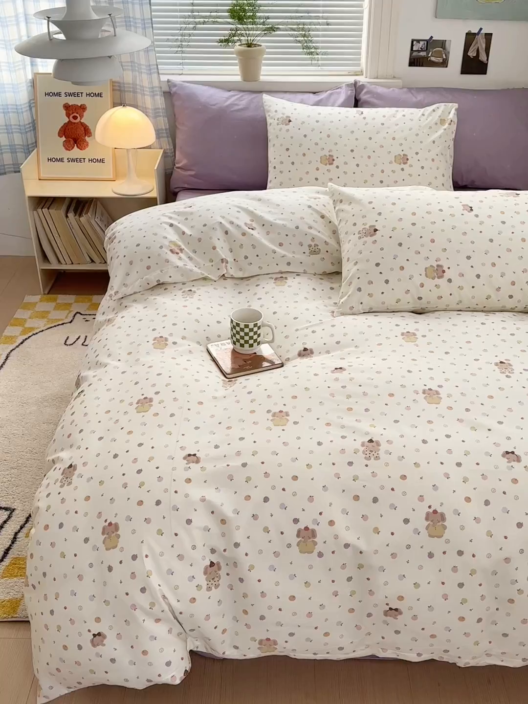 91家纺网 家纺一手货源 找家纺 麦伦家居 2026春夏新品13372全棉卡通小清新四件套 果子象