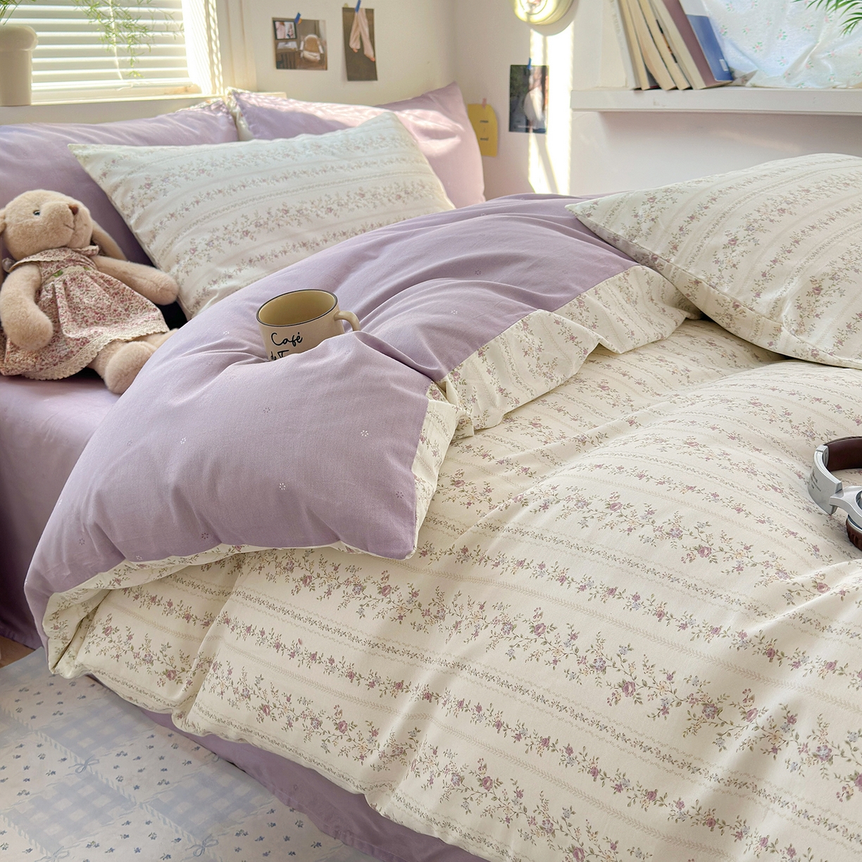 麦伦家居 2026春夏新品13372全棉卡通小清新四件套 含羞草