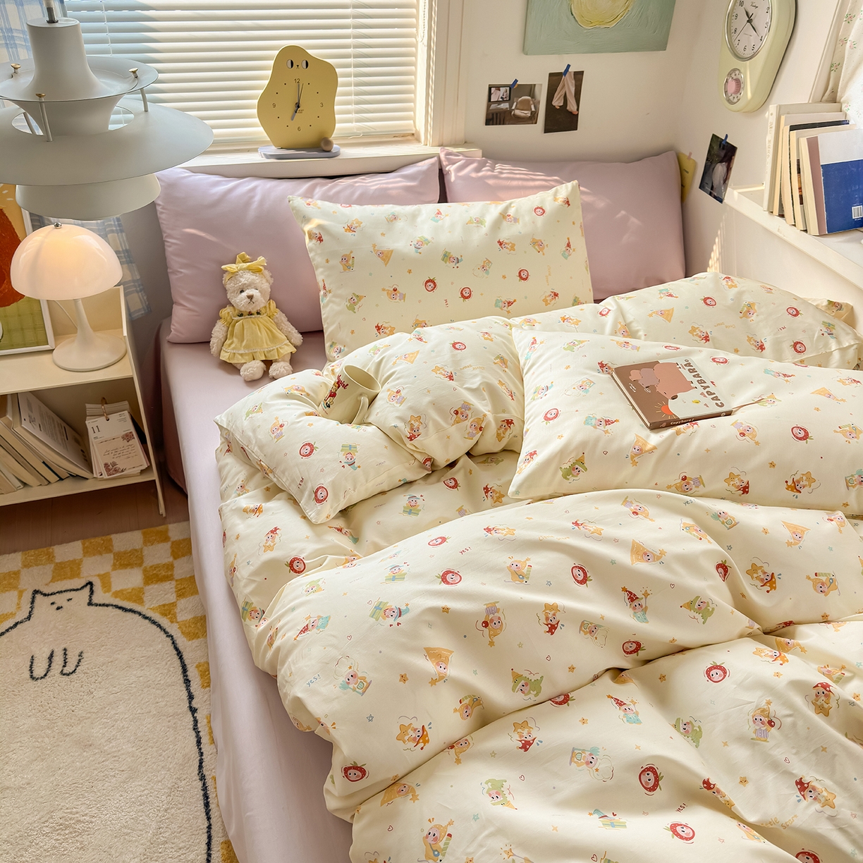 91家纺网 家纺一手货源 找家纺 麦伦家居 2026春夏新品13372全棉卡通小清新四件套 快乐小星星