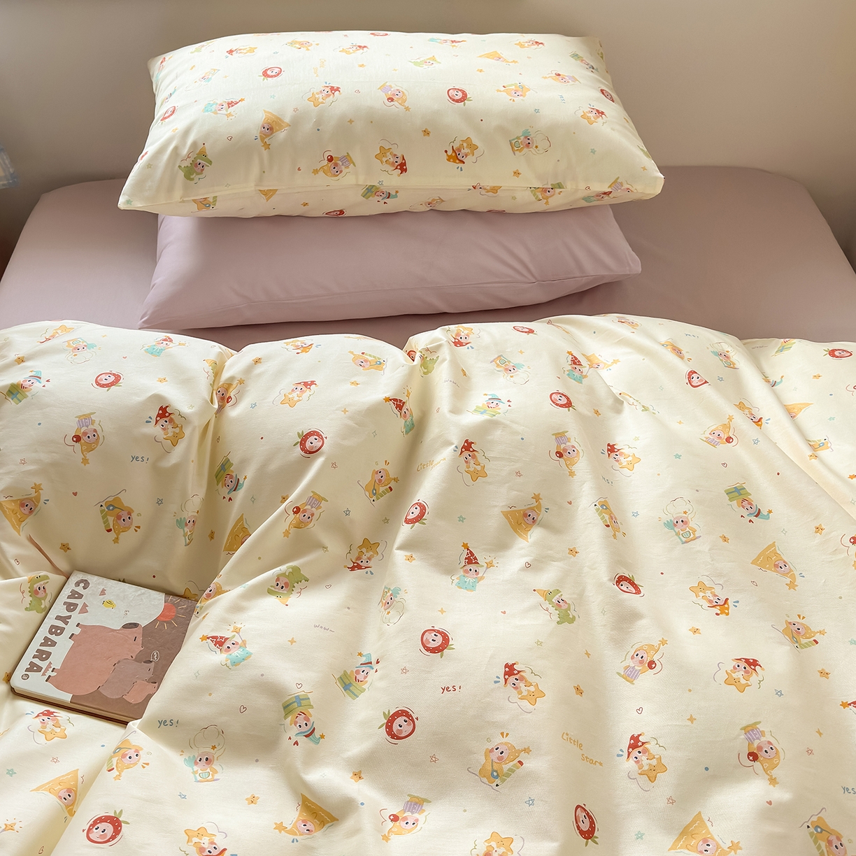 91家纺网 家纺一手货源 找家纺 麦伦家居 2026春夏新品13372全棉卡通小清新四件套 快乐小星星