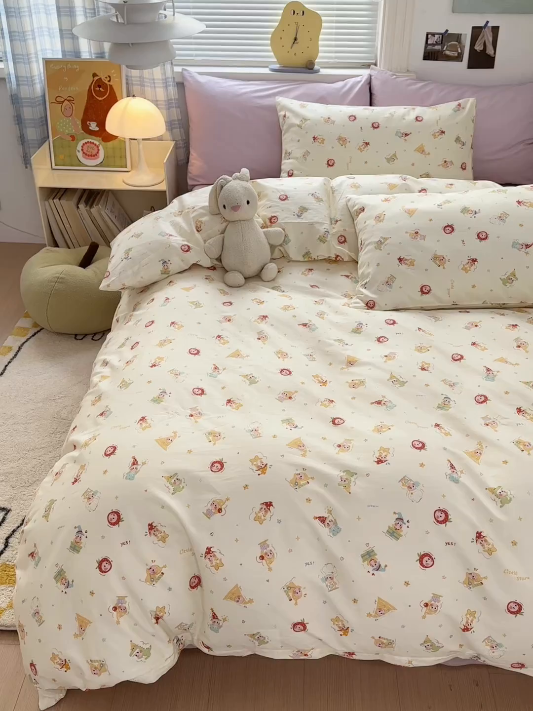 91家纺网 家纺一手货源 找家纺 麦伦家居 2026春夏新品13372全棉卡通小清新四件套 快乐小星星