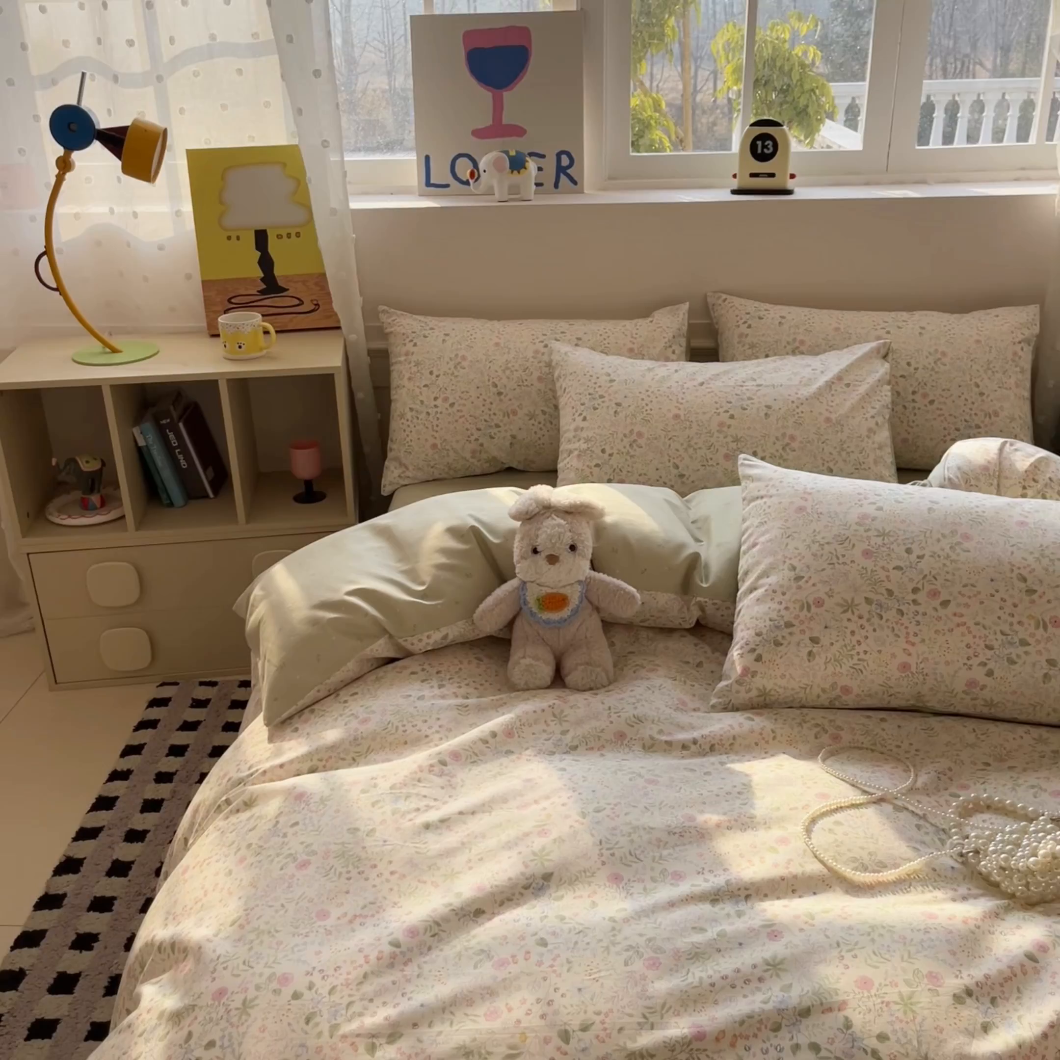 91家纺网 家纺一手货源 找家纺 麦伦家居 2026春夏新品13372全棉卡通小清新四件套 漫漫花香