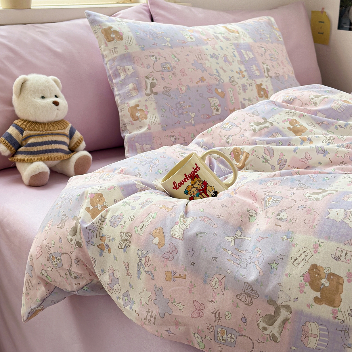 91家纺网 家纺一手货源 找家纺 （总）麦伦家居 2026春夏新品13372全棉卡通小清新四件套