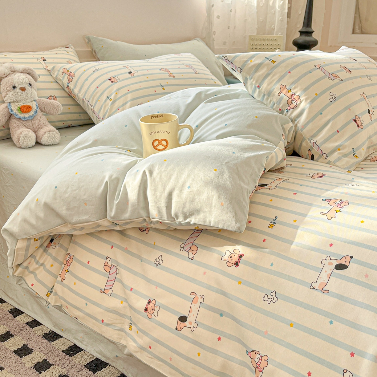 91家纺网 家纺一手货源 找家纺 （总）麦伦家居 2026春夏新品13372全棉卡通小清新四件套