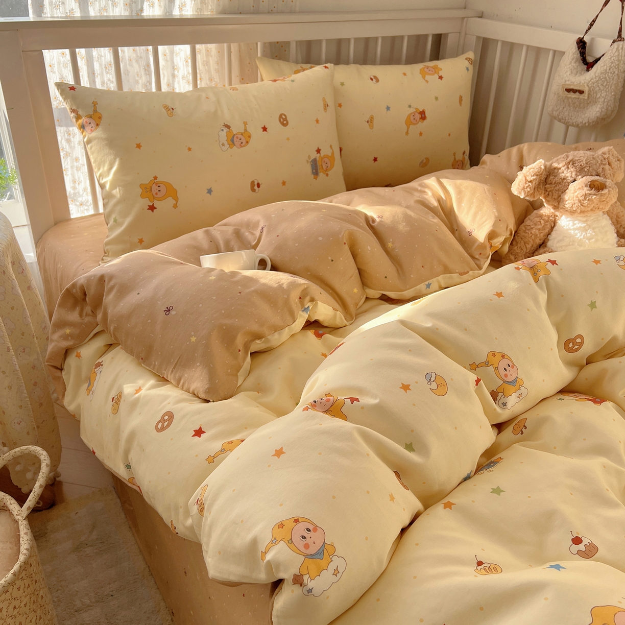 91家纺网 家纺一手货源 找家纺 （总）桃喜 2026春夏新品全棉卡通学生三件套四件套