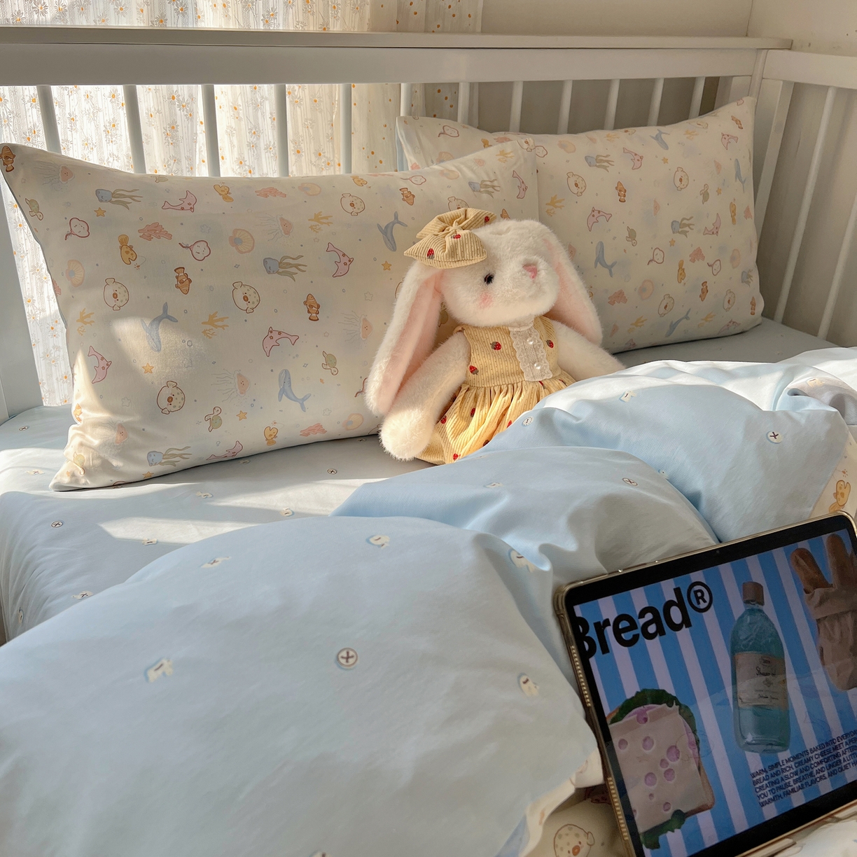 91家纺网 家纺一手货源 找家纺 桃喜 2026春夏新品全棉卡通学生三件套四件套 海洋乐园