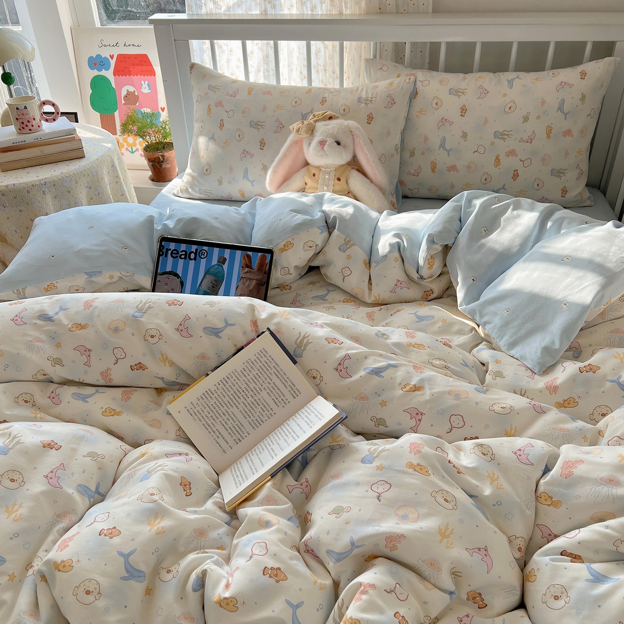 91家纺网 家纺一手货源 找家纺 桃喜 2026春夏新品全棉卡通学生三件套四件套 海洋乐园