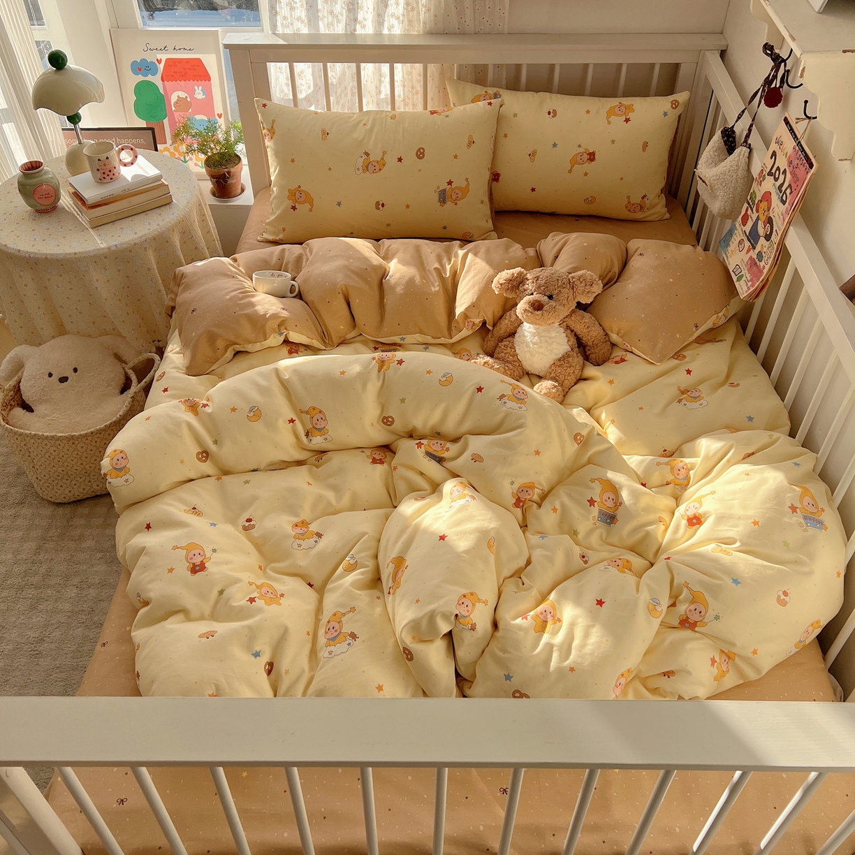 91家纺网 家纺一手货源 找家纺 桃喜 2026春夏新品全棉卡通学生三件套四件套 小星星