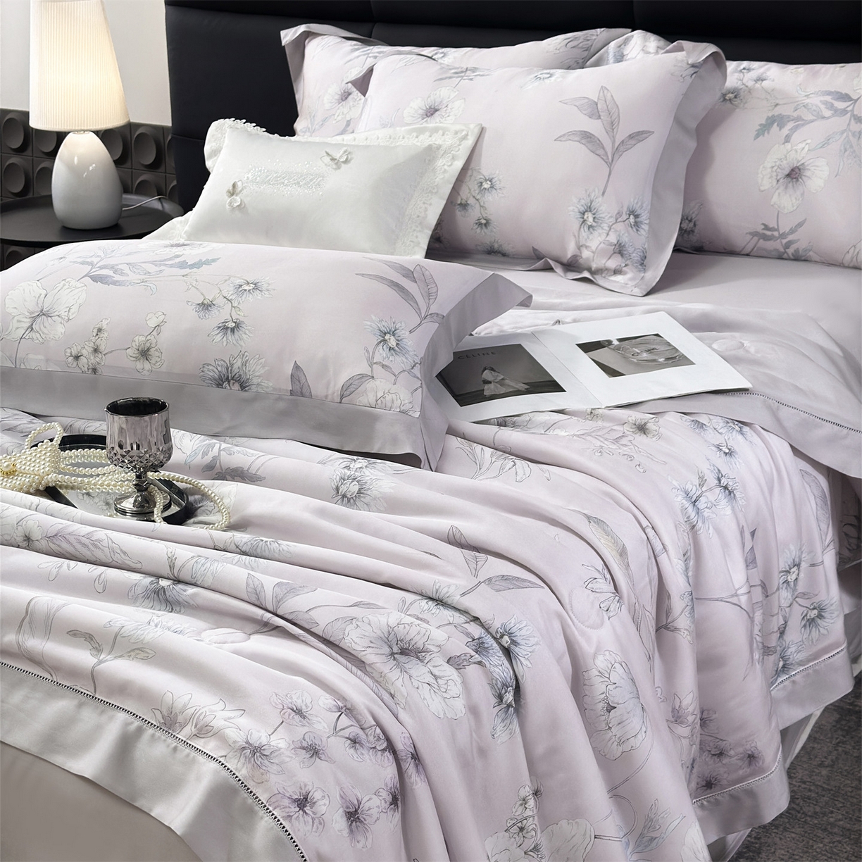 91家纺网 家纺一手货源 找家纺 朵希曼 2026新款50天丝镂空夏被四件套系列（控价：夏被四件套券后不低于299元)(小号控价不低于149 标准单夏被控价169，加大单夏被控价189) 简悠集-粉紫