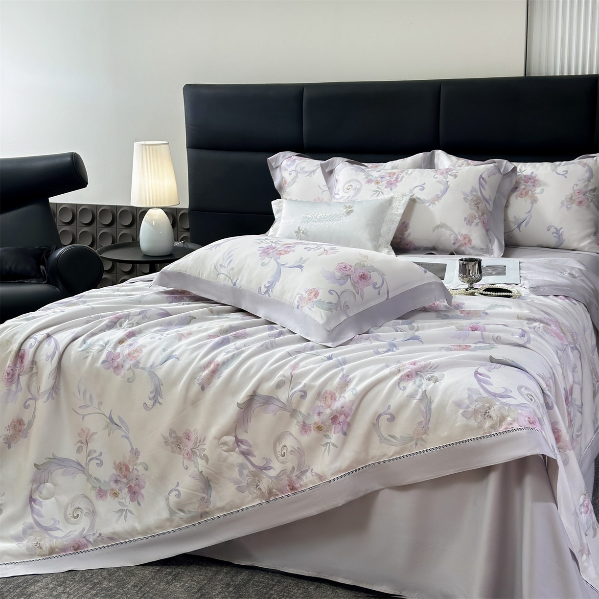 91家纺网 家纺一手货源 找家纺 朵希曼 2026新款50天丝镂空夏被四件套系列（控价：夏被四件套券后不低于299元)(小号控价不低于149 标准单夏被控价169，加大单夏被控价189) 美洛拉-粉紫