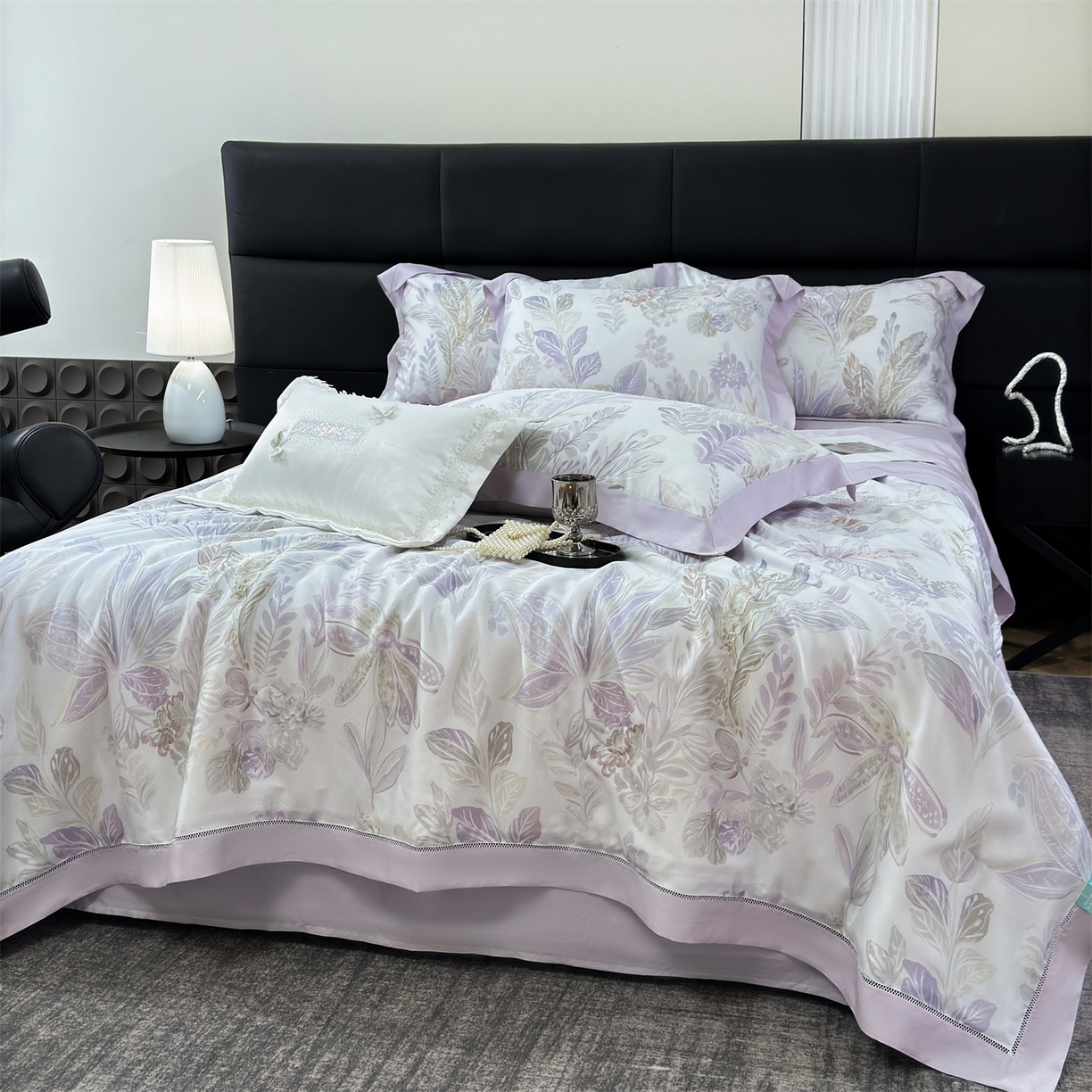 91家纺网 家纺一手货源 找家纺 朵希曼 2026新款50天丝镂空夏被四件套系列（控价：夏被四件套券后不低于299元)(小号控价不低于149 标准单夏被控价169，加大单夏被控价189) 暮光-紫