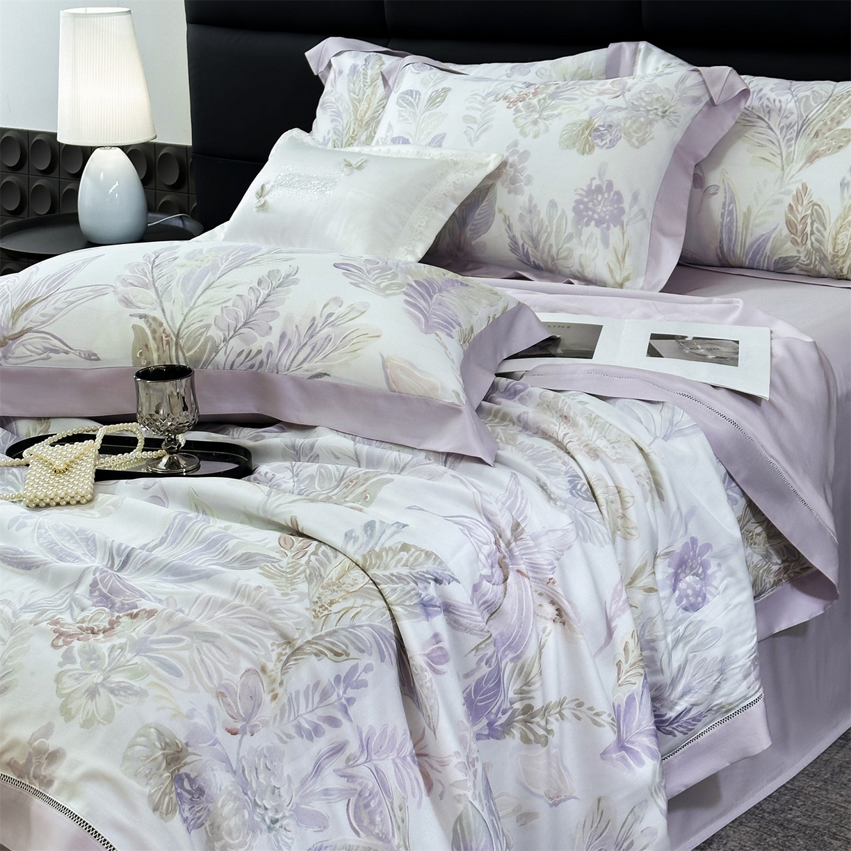 91家纺网 家纺一手货源 找家纺 朵希曼 2026新款50天丝镂空夏被四件套系列（控价：夏被四件套券后不低于299元)(小号控价不低于149 标准单夏被控价169，加大单夏被控价189) 暮光-紫