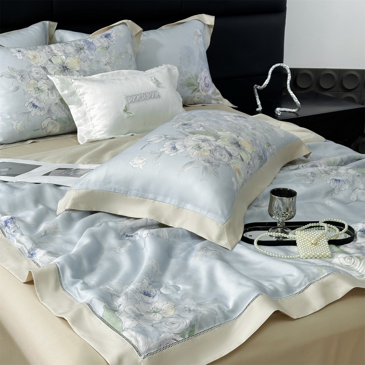 91家纺网 家纺一手货源 找家纺 朵希曼 2026新款50天丝镂空夏被四件套系列（控价：夏被四件套券后不低于299元)(标准单夏被控价169，加大单夏被控价189) 香荟