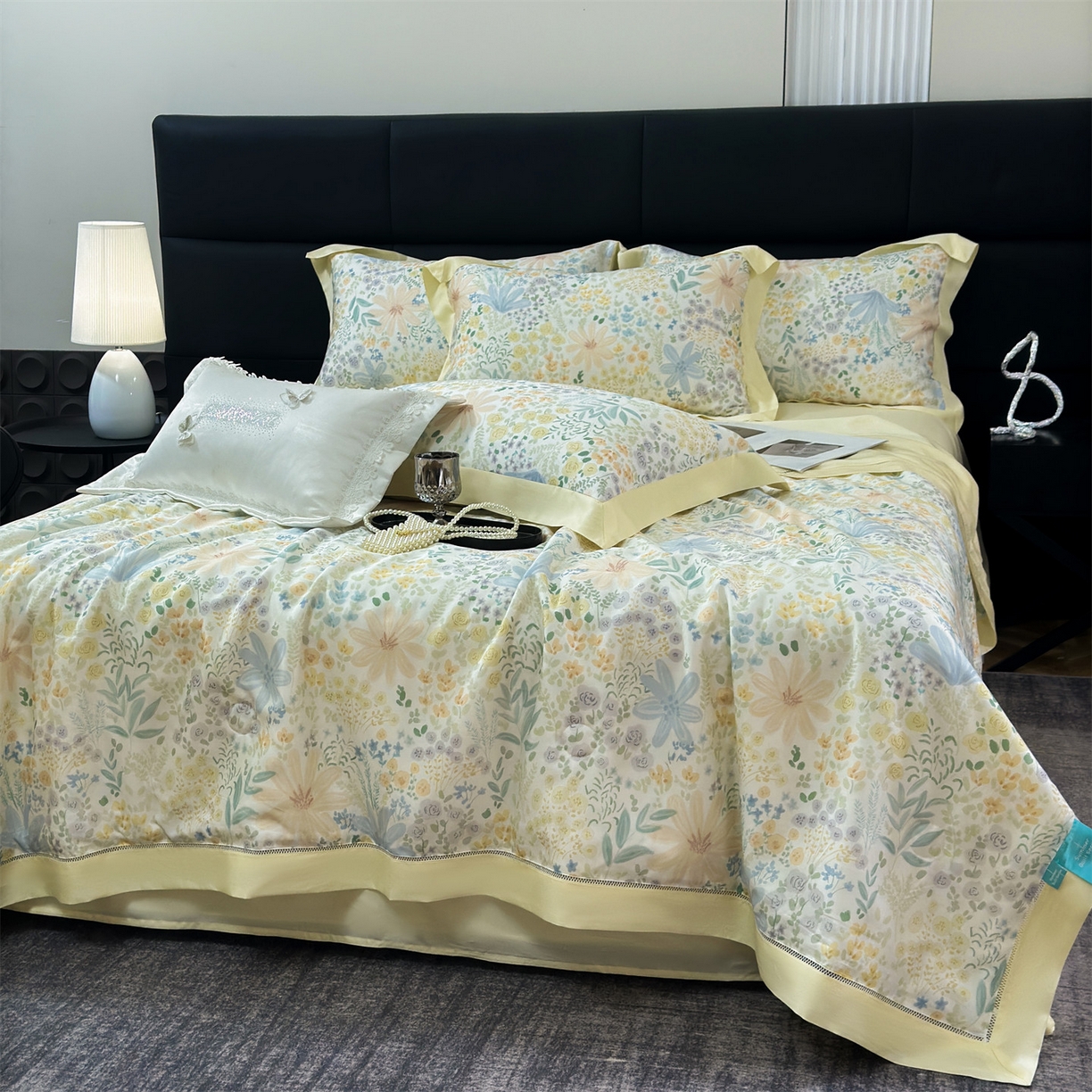 91家纺网 家纺一手货源 找家纺 朵希曼 2026新款50天丝镂空夏被四件套系列（控价：夏被四件套券后不低于299元)(标准单夏被控价169，加大单夏被控价189) 灼卉