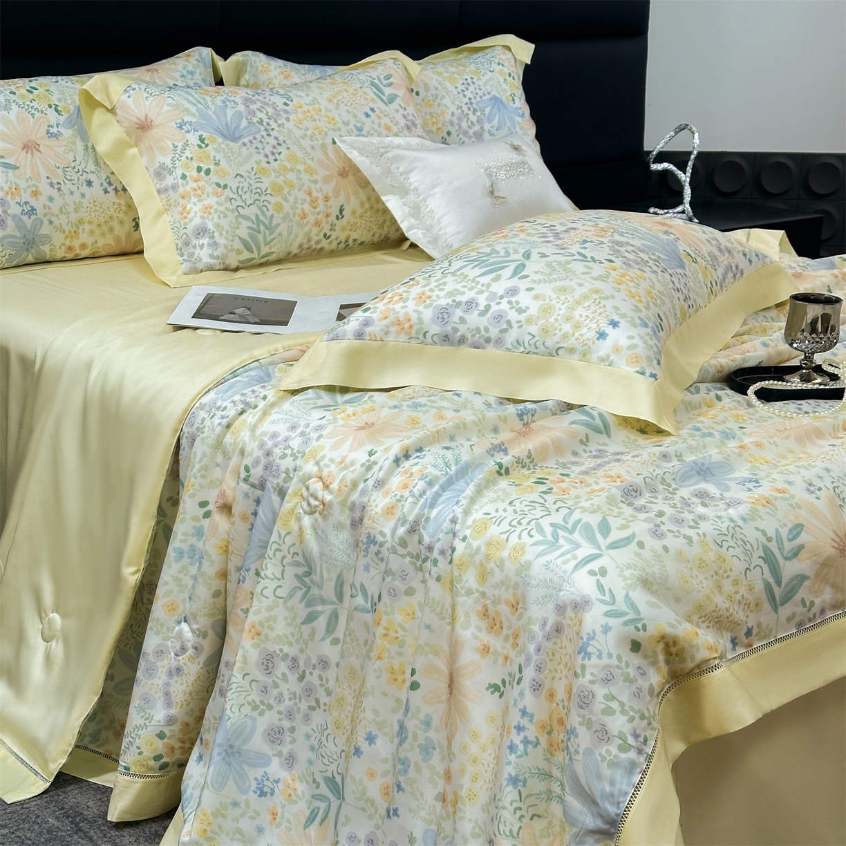 91家纺网 家纺一手货源 找家纺 朵希曼 2026新款50天丝镂空夏被四件套系列（控价：夏被四件套券后不低于299元)(标准单夏被控价169，加大单夏被控价189) 灼卉