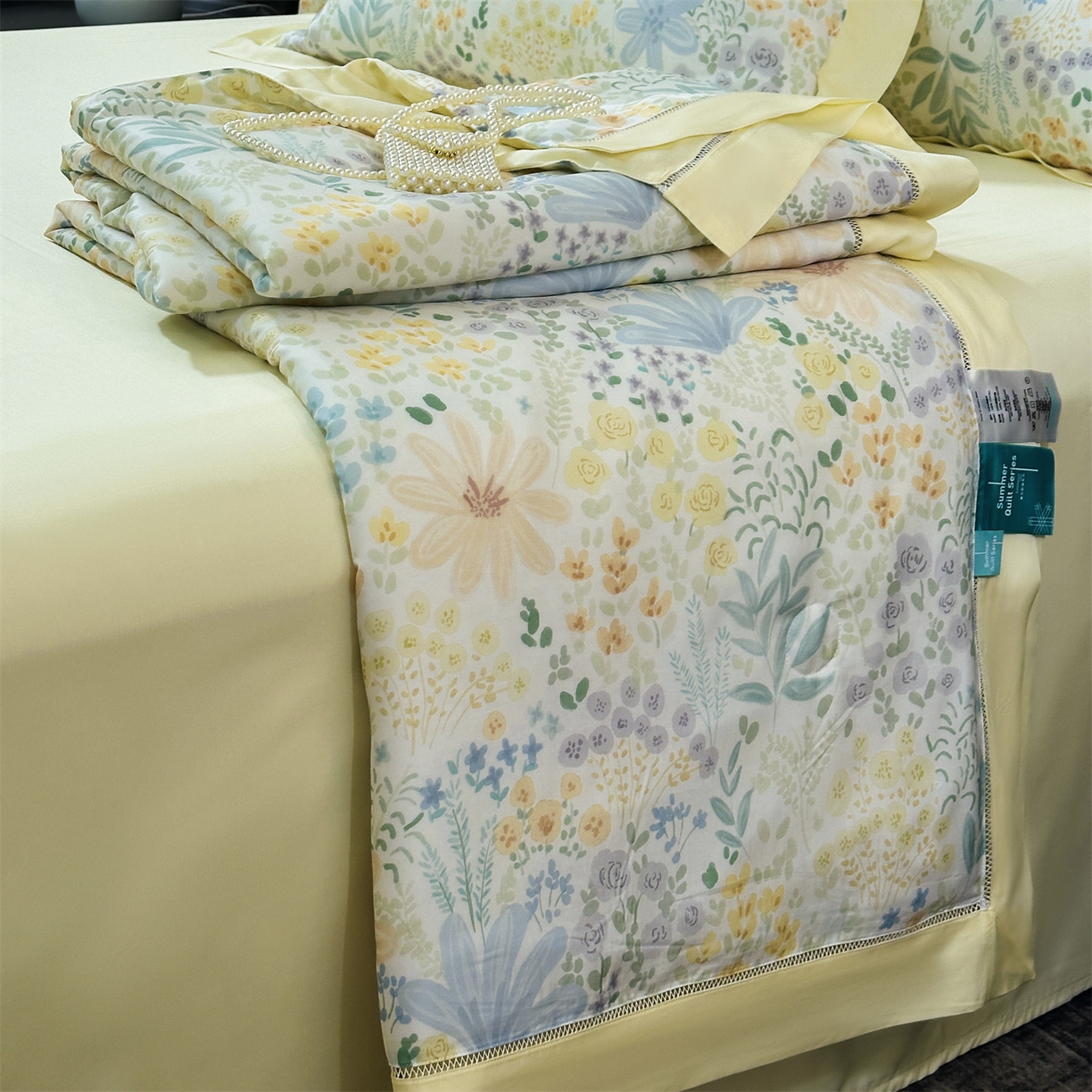 91家纺网 家纺一手货源 找家纺 朵希曼 2026新款50天丝镂空夏被四件套系列（控价：夏被四件套券后不低于299元)(标准单夏被控价169，加大单夏被控价189) 灼卉