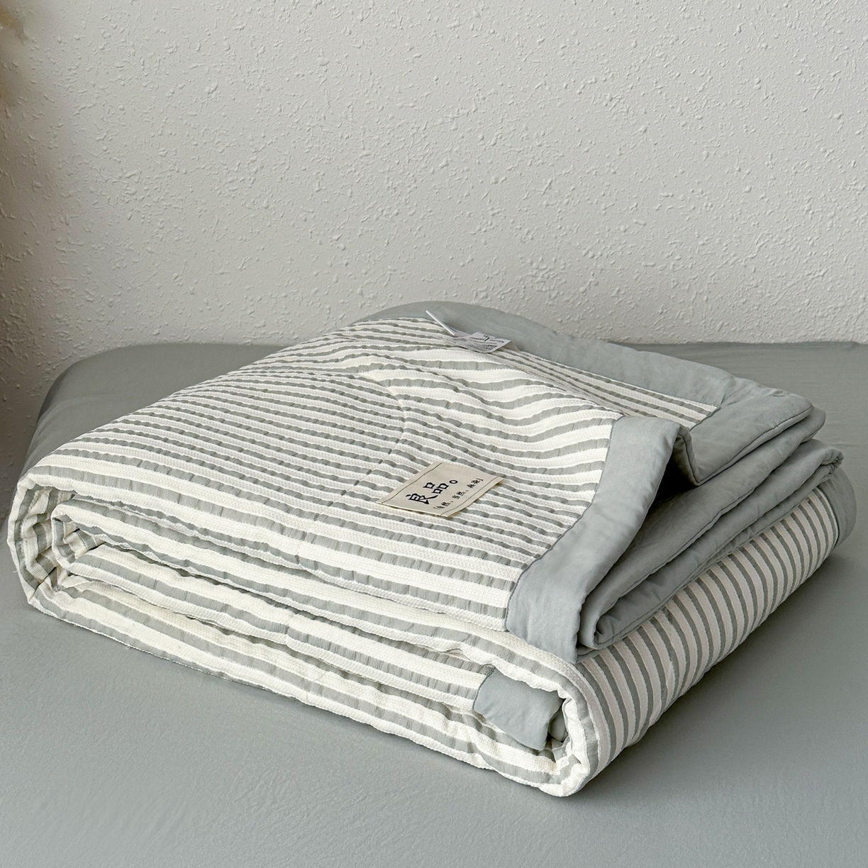 91家纺网 家纺一手货源 找家纺 尊妙被业 2026新款彩条色织100%新疆棉棉花被夏被夏凉被空调被被子被芯 良品色织 彩条绿