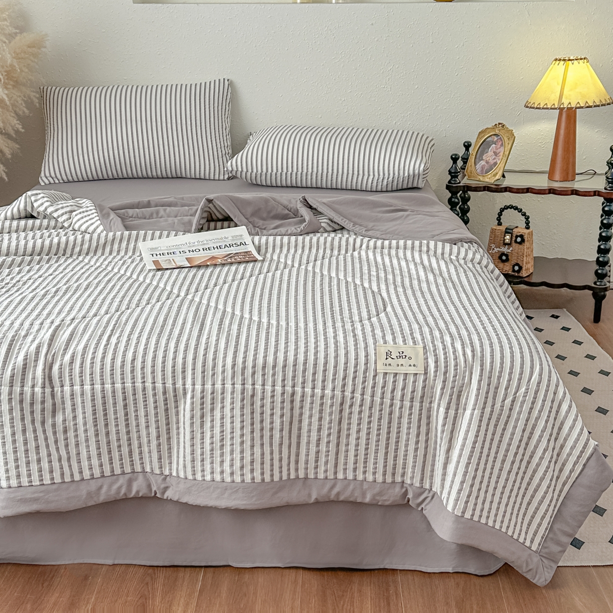 91家纺网 家纺一手货源 找家纺 尊妙被业 2026新款彩条色织100%新疆棉棉花被夏被夏凉被空调被被子被芯 良品色织 彩条卡