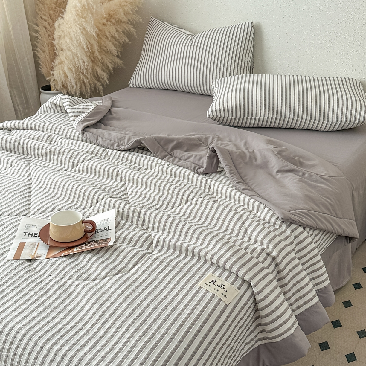 91家纺网 家纺一手货源 找家纺 尊妙被业 2026新款彩条色织100%新疆棉棉花被夏被夏凉被空调被被子被芯 良品色织 彩条卡