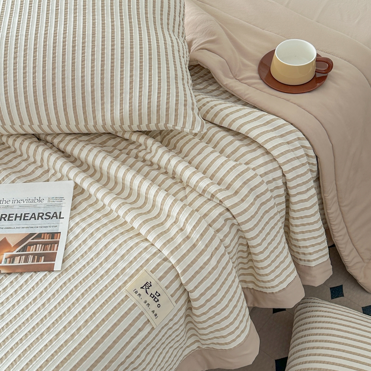 91家纺网 家纺一手货源 找家纺 尊妙被业 2026新款彩条色织100%新疆棉棉花被夏被夏凉被空调被被子被芯 良品色织 彩条棕