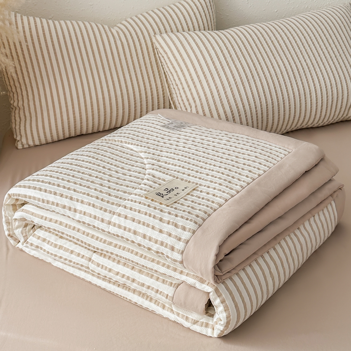 91家纺网 家纺一手货源 找家纺 尊妙被业 2026新款彩条色织100%新疆棉棉花被夏被夏凉被空调被被子被芯 良品色织 彩条棕