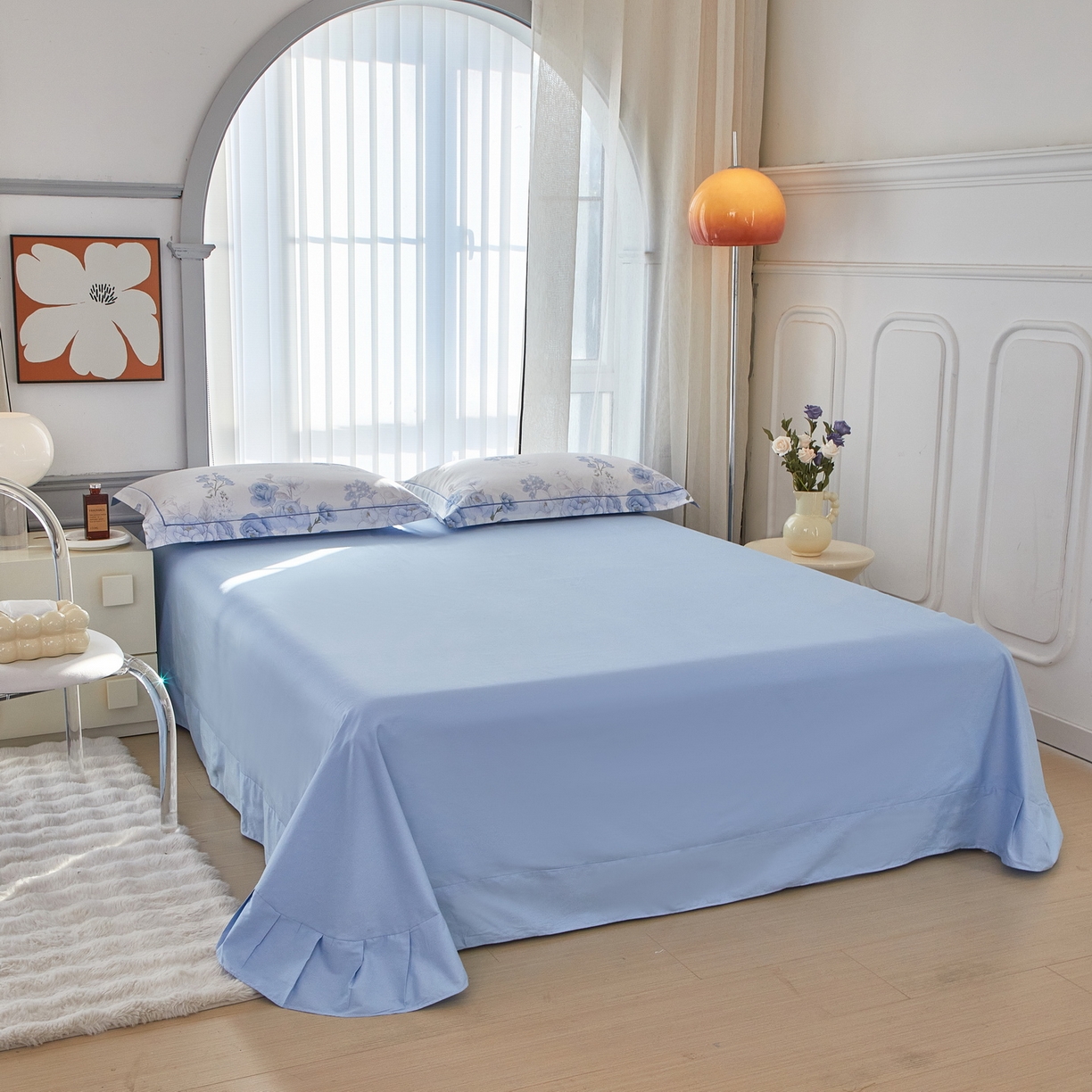 91家纺网 家纺一手货源 找家纺 启航家居 2026新款全棉铂金棉数码印花四件套 如沁芬芳兰