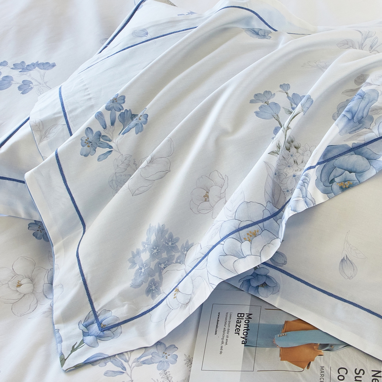 91家纺网 家纺一手货源 找家纺 启航家居 2026新款全棉铂金棉数码印花四件套 如沁芬芳兰