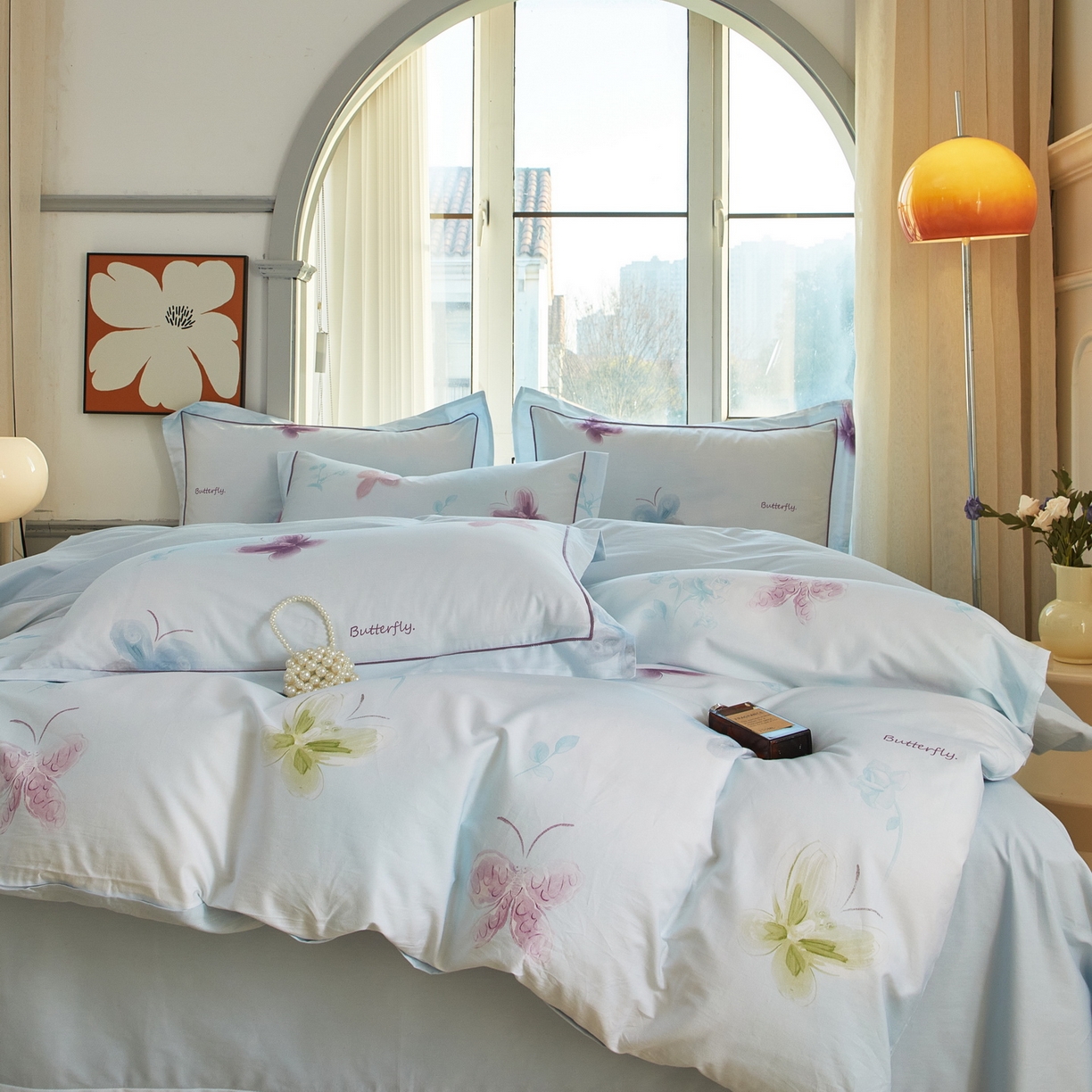 91家纺网 家纺一手货源 找家纺 启航家居 2026新款全棉铂金棉数码印花四件套 润碟兰